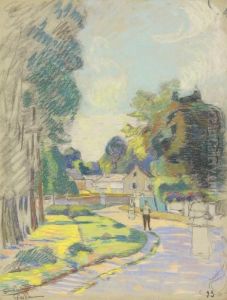 Rue De Village Avec Trois Personnages by Armand Guillaumin