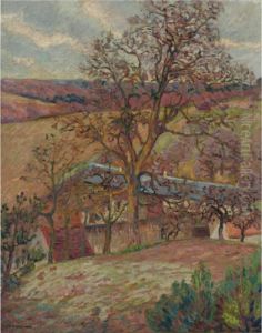 Ferme Et Arbres A Saint-cheron by Armand Guillaumin