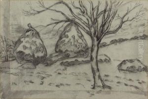 Paysage Aux Meules - Les Meules En Hiver A Palaiseau by Armand Guillaumin