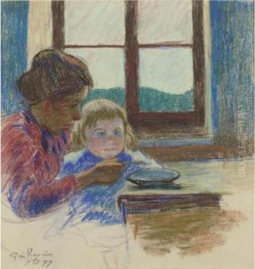 Madame Guillaumin Et Son Fils Andre by Armand Guillaumin