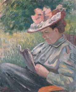 Mme Guillaumin Lisant Dans Le Jardin by Armand Guillaumin