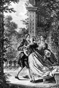 St Preux and Julie Embracing by Jean-Michel Moreau