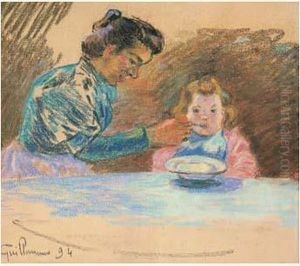 Madame Guillaumin Et Sa Fille Marguerite by Armand Guillaumin
