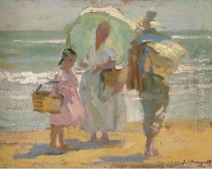 Family on the Beach (Familia en la playa) by Jose Mongrell Torrent