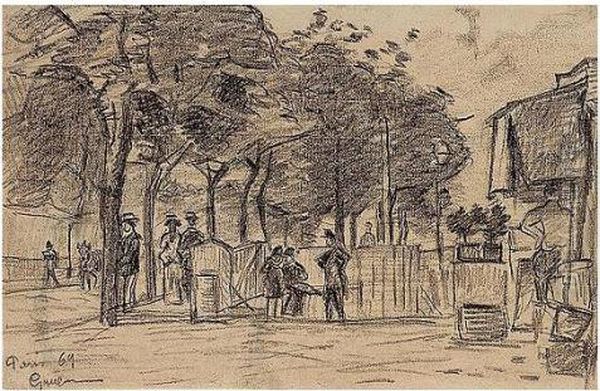 Paris, Signed And Dated Paris
69, Charcoal On Paper, 29.5 By 45.5 Cm., 11 5/8 By 17 7/8 In - view 1