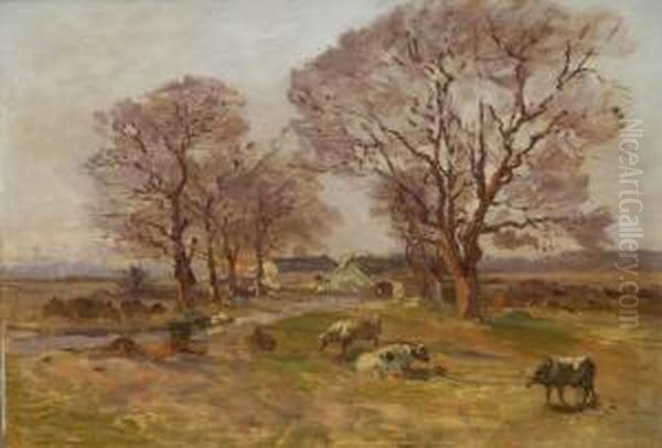 Weite Landschaft Mit Kuhen Vor Einem Bauernhof - view 1
