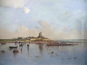 La Peche Apied Devant Le Fort De Tatihou (manche)