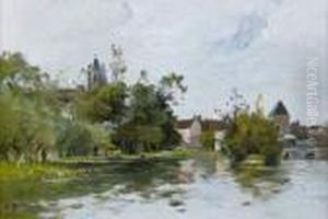 Vue De Moret by Jean Baptiste Antoine Guillemet