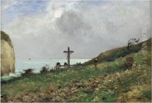 [jean- Baptiste - Antoine 
Guillemet; The Cliff Path At Yport; Oil On Canvas, Signed Lower Right 
And Dated ' 92]