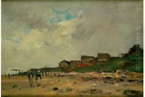 La Plage De Villerville by Jean Baptiste Antoine Guillemet