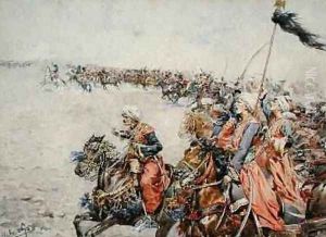 Charge of the Mamelukes at the Battle of Austerlitz 2nd December 1805 by Felicien baron de Myrbach-Rheinfeld