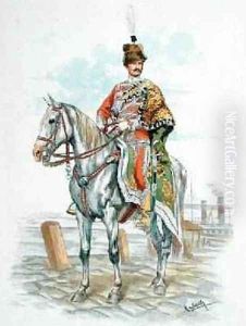 Officer of the Royal Hungarian Guard from Paris Illustre by Felicien baron de Myrbach-Rheinfeld