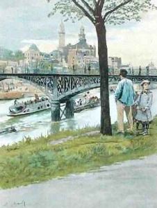The Trocadero and the Pont de Passy from Paris Illustre by Felicien baron de Myrbach-Rheinfeld