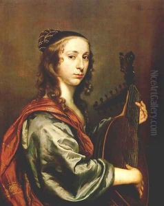 Lady Playing the Lute 1648 by Jan Mijtens
