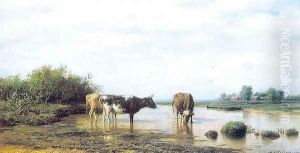 Cows as Watering, 1879 by Clodt von Jurgensburg Mikhail Konstantinovitch