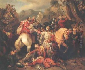 Dezso Sacrifices himself for Charles Robert 1855 by Jozsef Molnar