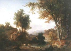 Wooded Rocky Landscape 1883 by Jozsef Molnar