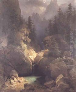 Carpathian Landscape 1874 by Jozsef Molnar