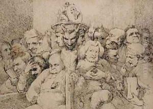 Literary Characters Assembled Around the Medallion of Shakespeare 1776 by John Hamilton Mortimer