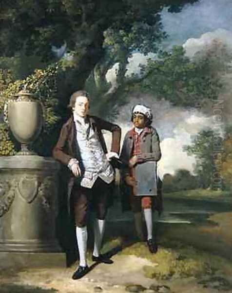 A Young Man with his Indian servant holding a portfolio - view 1