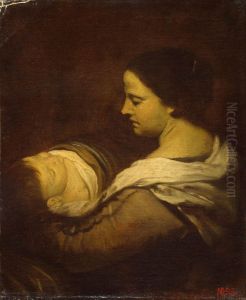 Woman with a Sleeping Child by Juan Bautista Martinez del Mazo
