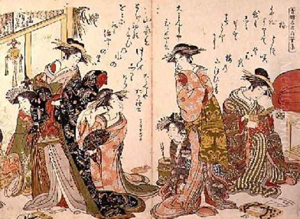 Courtesans at leisure from the Autographs of Yoshiwara Beauties 1780 - view 1