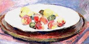 Still life with Peaches and Pears by Jacqueline Marval