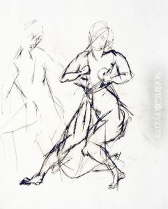 Studie Zenske Postavy by Otto Gutfreund