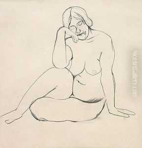 Seated Female Nude by Otto Gutfreund