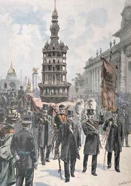 Parade of the Master Work of the Carpenters before the Grand Palais illustration from Le Petit Parisien 1900 - view 1