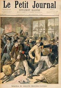 Rebellion of conscripts from Alsace Lorraine from Le Petit Journal 1st November 1896 by Fortune Louis Meaulle