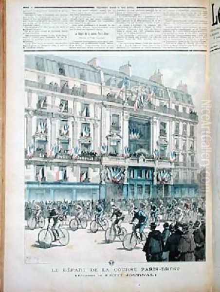 The start of the Paris Brest bicycle race in front of the offices of Le Petit Journal - view 1