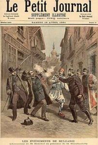 Events in Bulgaria The Assassination of Mr Beltchef in the Presence of Stefan Stambolov 1854-95 from Le Petit Journal 18th April 1891 by Fortune Louis Meaulle