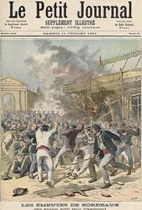 Events in Bordeaux Burning a Kiosk in Place dAquitaine by Fortune Louis Meaulle