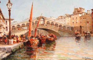 The Rialto Bridge, Venice by Arthur Joseph Meadows