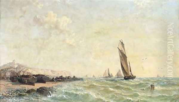 The Calais fishing fleet in coastal waters - view 1