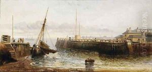 The entrance to Dover harbour, low-tide by Arthur Joseph Meadows