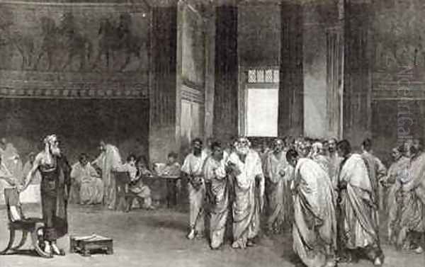 Appius Claudius persuading the Senate to reject Pyrrhus offer of Peace from Leisure Hour 1891 - view 1