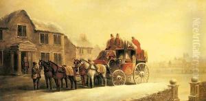 A Coach Outside an Inn in Winter by John Charles Maggs