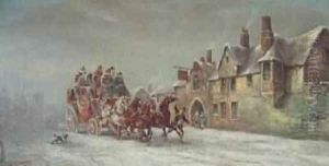 A Stage Coach Arriving at the Star Inn in Winter by John Charles Maggs