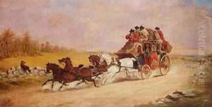The Royal Mail Coach between the Fox and the Hunt 1881 by John Charles Maggs
