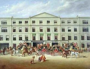 Changing Horses outside the Plough Inn Cheltenham by John Charles Maggs
