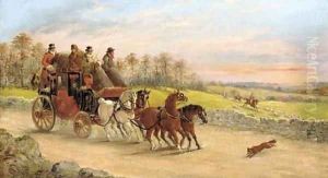 A Bristol to London mail coach with a hunt beyond by John Charles Maggs