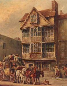 The Bristol To Bath Mail Coach Outside The Fourteen Stars Tavern by John Charles Maggs