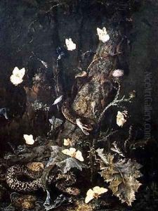 Snakes and Butterflies 1670 by Otto Marseus van Schrieck