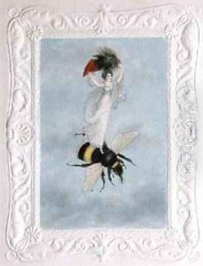 A fairy carrying a feather standing on a bee 1817-29