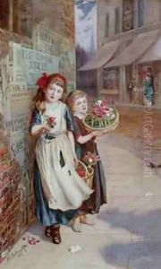 Little Flower Sellers 1887 by Augustus Edward Mulready