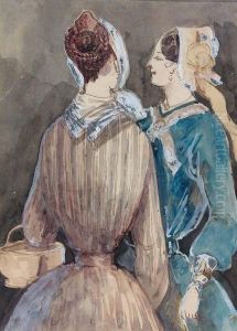 Deux Elegantes Discutant by Constantin Guys
