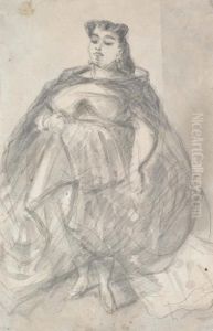A Lady In An Elegant Gown by Constantin Guys