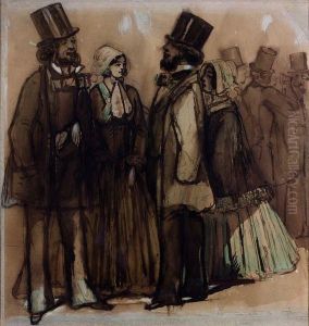 Rencontre A La Promenade by Constantin Guys